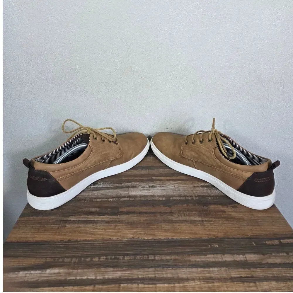 Steve Madden Men's Halliday Cognac Faux Leather Low Top Sneaker Size 9.5